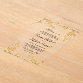 Gouden Bloem Islamitische Moslim Bruiloft Acryl Uitnodigingen (Laagn)