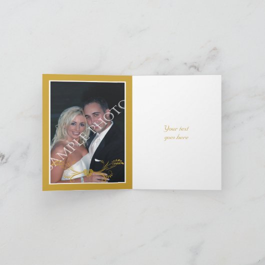 Gouden bloem kader initialen bruiloft Dank je foto Bedankkaart (Binnen)