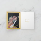Gouden bloem kader initialen trouw Dank je foto Bedankkaart (Binnen)
