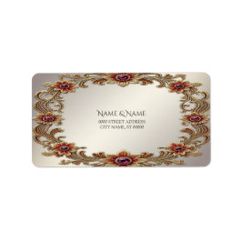 Gouden bloem kader retouradreslabel etiket