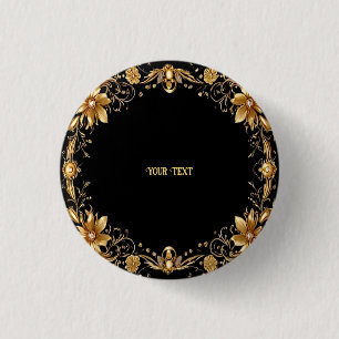 Gouden Bloem Knop Ronde Button 3,2 Cm