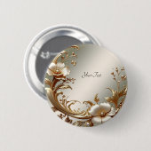 Gouden Bloem Knop Ronde Button 5,7 Cm (Voorkant /achterkant)