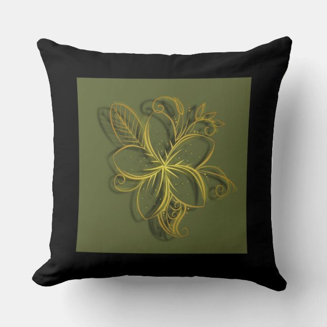 Gouden Bloem Kussen (Voorkant)