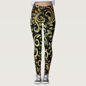 gouden bloem leggings (Voorkant)