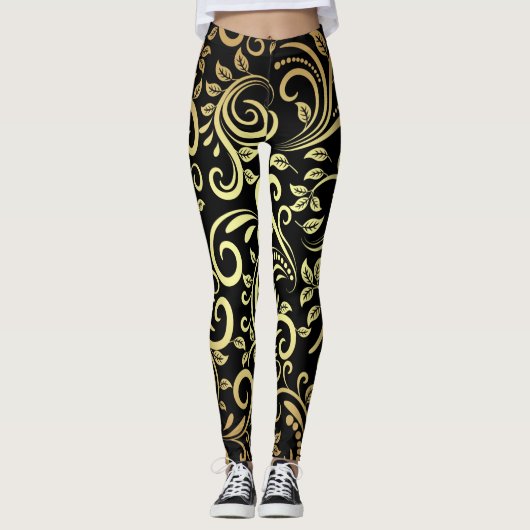 gouden bloem leggings (Voorkant)