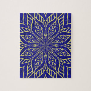 Gouden Bloem Mandala Legpuzzel
