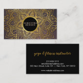 Gouden Bloem Mandala Patroon Yoga Instructeur Visitekaartje (Voorkant / Achterkant)