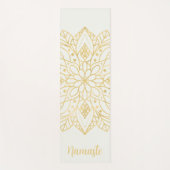 Gouden Bloem Mandala Wit Aangepaste Naam Yoga Mat (Voorkant)
