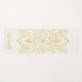 Gouden Bloem Mandala Wit Aangepaste Naam Yoga Mat (Voorkant (horizontaal))