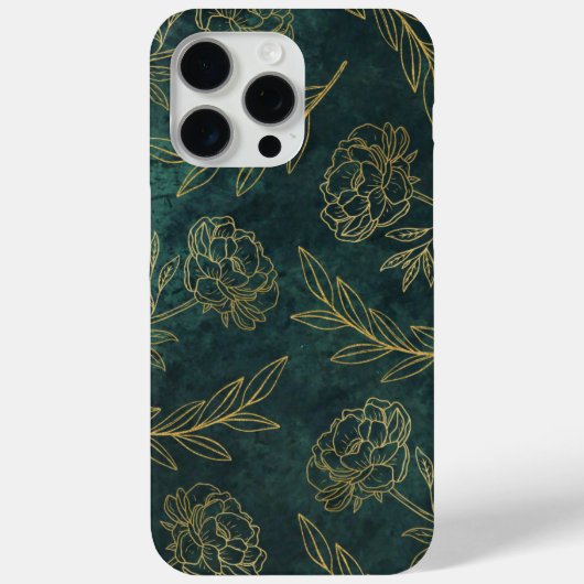 Gouden bloem met groene textuur Case-Mate iPhone case (Achterkant)