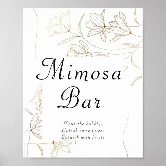 Gouden Bloem Mimosa Bar Poster Bord (Voorkant)