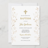 Gouden bloem minimalistisch doopsel Spaans Kaart (Voorkant)