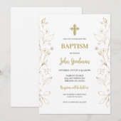 Gouden bloem minimalistisch doopsel Spaans Kaart (Voorkant / Achterkant)