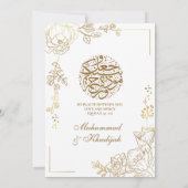 Gouden Bloem Moderne Moslim Bruiloft Nikah Kaart (Achterkant)
