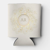 Gouden Bloem Monogram Bruiloft Favor Blikjeskoeler (Voorkant)