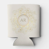 Gouden Bloem Monogram Bruiloft Favor Blikjeskoeler (Achterkant)