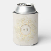 Gouden Bloem Monogram Bruiloft Favor Blikjeskoeler (Blikje Achterkant)