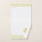 Gouden Bloem, Monogram en Strepen op Wit Bad Handdoek (Handdoek)