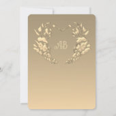 Gouden Bloem Monogram Smaragd Trouw Kaart (Achterkant)