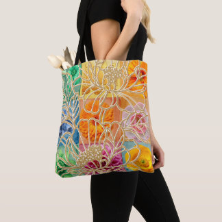 Gouden Bloem Mozaïek Boodschappentas Tote Bag