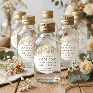 gouden bloem nikah moslim bruiloft zamzam water ronde sticker