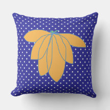 Gouden Bloem op Blauwe Witte Stippen