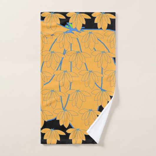 Gouden bloem op zwart bad handdoek (Handdoek)