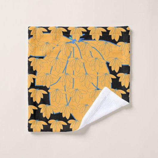 Gouden bloem op zwart bad handdoek (Wasdoekje)