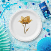 Gouden Bloem Papieren Bordje (Feest)