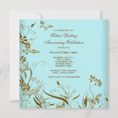 Gouden Bloem Parel Groenblauw 50ste Trouwdagjubile Kaart (Achterkant)