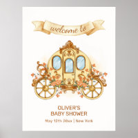 Gouden Bloem Prins Koets Baby Shower Welkom