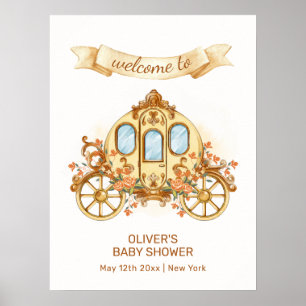 Gouden Bloem Prins Koets Baby Shower Welkom Poster