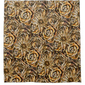 Gouden Bloem Print Patroon Klasse Chic Luxe Douchegordijn (Voorkant)