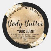 gouden bloem productlabel body butter ronde sticker (Voorkant)