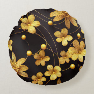 gouden bloem rond kussen