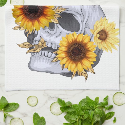 GOUDEN BLOEM SCHEDEL THEEDOEK (Gevouwen)