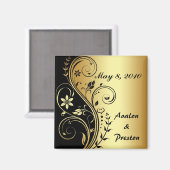 Gouden bloem scrollwork Sla de datummagneet op Magneet (Voorkant / Achterkant)