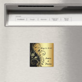 Gouden bloem scrollwork Sla de datummagneet op Magneet (Insitu (Vaatwasser))