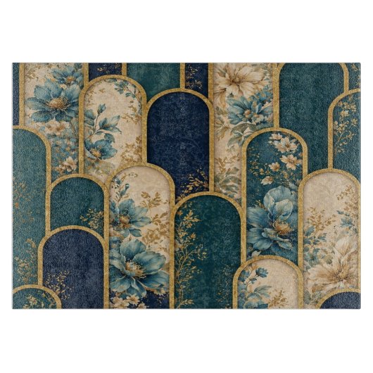 Gouden Bloem Snijplank – Elegante Keuken (Voorkant)