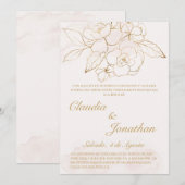 Gouden bloem spaanse bruiloft uitnodiging (Voorkant / Achterkant)
