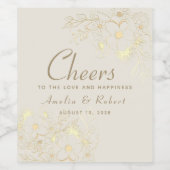 Gouden bloem sticker voor wijnfles voor trouwfeest (Enkel label)