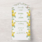 Gouden Bloem: stralende gele roos All In One Uitnodiging (Binnen)