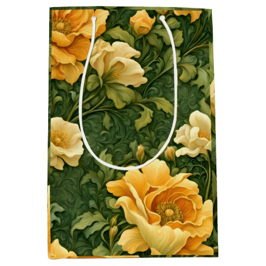 Gouden Bloem Tapijt Medium Cadeauzakje (Voorkant)