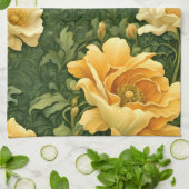 Gouden Bloem Tapijt Theedoek (Gevouwen)