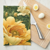 Gouden Bloem Tapijt Theedoek (Quarter Fold)
