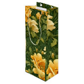 Gouden Bloem Tapijt Wijn Cadeautas (Achterkant Gekanteld)