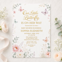 Gouden Bloem Vlinder Baby Shower