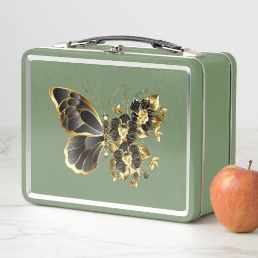 Gouden Bloem Vlinder met Zwarte Orchidee (In situ)