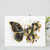 Gouden Bloem Vlinder met Zwarte Orchidee Aankondiging (Staand voorkant)