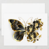 Gouden Bloem Vlinder met Zwarte Orchidee Aankondiging (Voorkant / Achterkant)